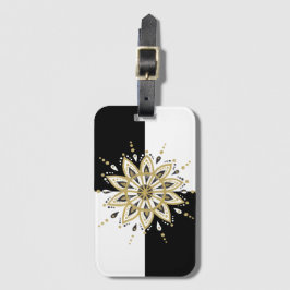 Modern Gold Black & White Mandala Design Bagagelabel