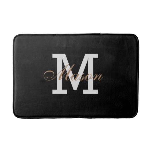 Modern Gold Black White Monogram - Aangepast logo Badmat (Voorkant)