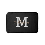 Modern Gold Black White Monogram - Aangepast logo Badmat (Voorkant)
