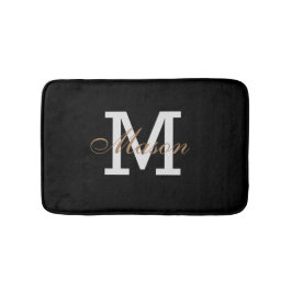 Modern Gold Black White Monogram - Aangepast logo Badmat
