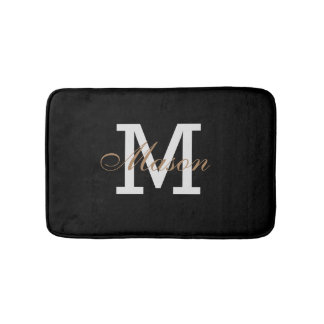 Modern Gold Black White Monogram - Aangepast logo Badmat