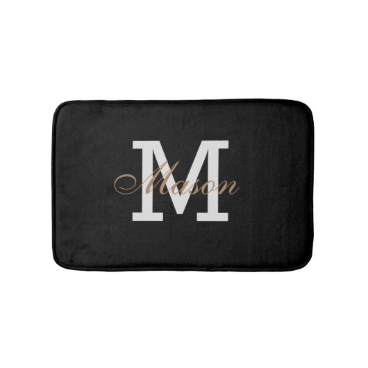 Modern Gold Black White Monogram - Aangepast logo Badmat (Voorkant)