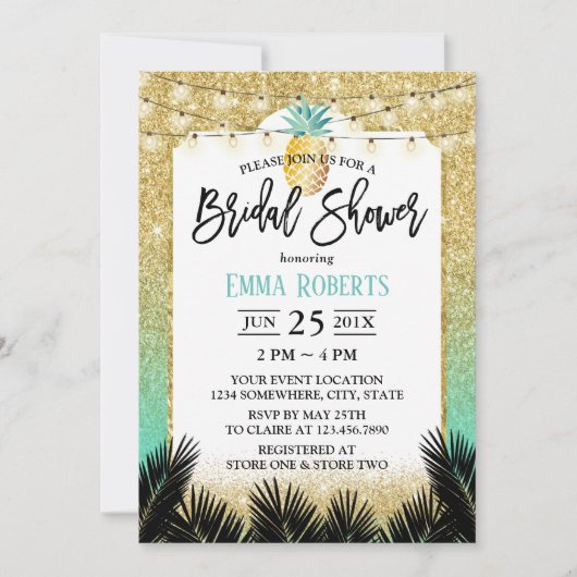 Modern Gold Blauwgroen Vrijgezellenfeest met glitt Kaart (Voorkant)