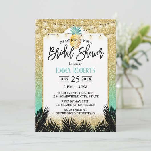 Modern Gold Blauwgroen Vrijgezellenfeest met glitt Kaart (Staand voorkant)