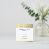 Modern Gold Blik Plain Trendy Elegant Minimalist Vierkante Visitekaartje (Staand voorkant)