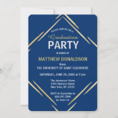 Modern Gold Blue 2025 Geometrische Graduation Part Kaart (Voorkant)