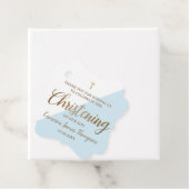 Modern Gold Blue Boy Christening Personalized Bedankjes Labels (In situ)