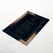 Modern Gold Blue Classic Initiaal Elegant Folie Uitnodiging (Gedraaid)