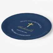 Modern Gold Blue Cross First Community Reception Papieren Bordje (Gekanteld)
