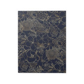 Modern Gold Blue Floral Doodles line art Notitieblok (Linkerzijde)