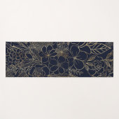 Modern Gold Blue Floral Doodles line art Yogamat (Voorkant (horizontaal))