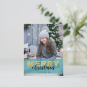 Modern Gold Blue-kerstfoto - Briefkaart (Staand voorkant)