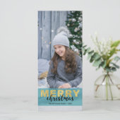 Modern Gold Blue-kerstfoto - Rackcard (Staand voorkant)