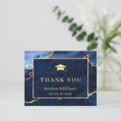Modern Gold Blue Marble Agate Afstuderen Hartelijk Briefkaart (Staand voorkant)
