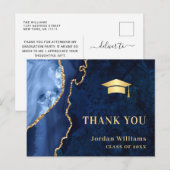Modern Gold Blue Marble Agate Afstuderen Hartelijk Briefkaart (Voorkant / Achterkant)