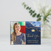 Modern Gold Blue Marble Agate Afstuderen Hartelijk Briefkaart (Staand voorkant)