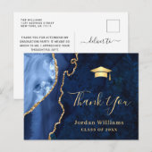 Modern Gold Blue Marble Agate Afstuderen Hartelijk Briefkaart (Voorkant / Achterkant)