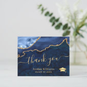Modern Gold Blue Marble Agate Afstuderen Hartelijk Briefkaart (Staand voorkant)