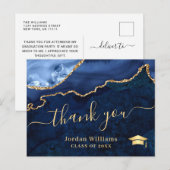 Modern Gold Blue Marble Agate Afstuderen Hartelijk Briefkaart (Voorkant / Achterkant)
