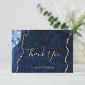 Modern Gold Blue Marble Agate Hartelijk dank Bedankkaart (Staand voorkant)