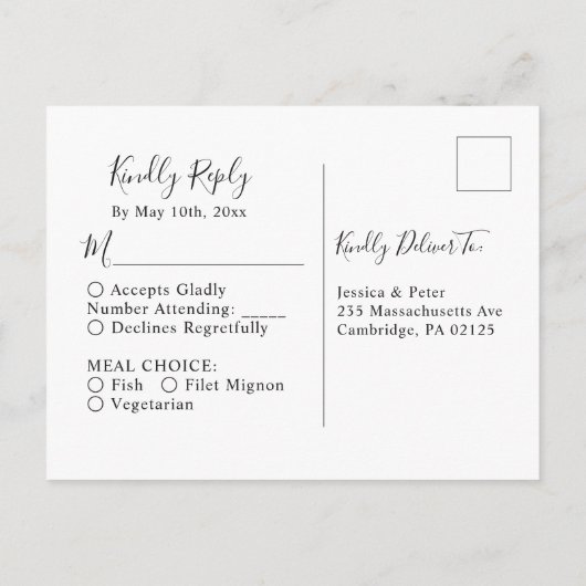 Modern Gold Blue Marble Agate Wedding RSVP Uitnodiging Briefkaart (Achterkant)