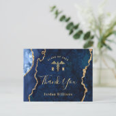 Modern Gold Blue Marble RN Afstuderen Bedankt Briefkaart (Staand voorkant)