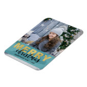 Modern Gold Blue Merry-kerst - Fotomagneet Magneet (Linkerzijde)