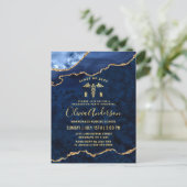 Modern Gold Blue RN Graduation Party Invitation Briefkaart (Staand voorkant)