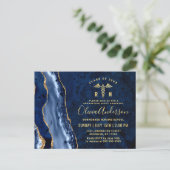 Modern Gold Blue RN Graduation Party Invitation Briefkaart (Staand voorkant)