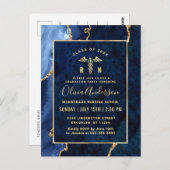 Modern Gold Blue RN Graduation Party Invitation Briefkaart (Voorkant / Achterkant)