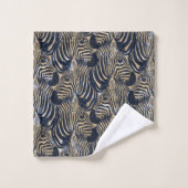 Modern Gold Blue Zebras Print Patroon Bad Handdoek (Wasdoekje)