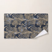Modern Gold Blue Zebras Print Patroon Bad Handdoek (Handdoek)