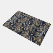 Modern Gold Blue Zebras Print Patroon Deurmat (Schuin)