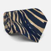 Modern Gold Blue Zebras Print Patroon Stropdas (Opgerold)