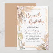 Modern Gold Bohemian Pampas Grass Vrijgezellenfees Kaart (Voorkant / Achterkant)