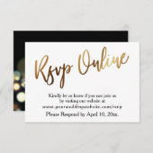 Modern Gold & Bokeh RSVP Online Casual handschrift (Voorkant / Achterkant)