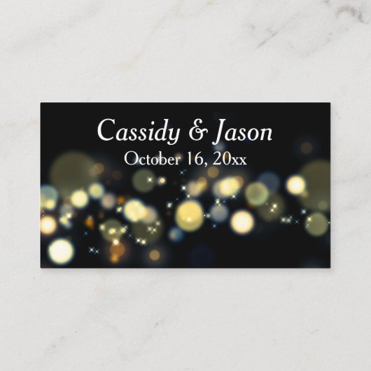 Modern Gold & Bokeh RSVP Online Casual handschrift Informatiekaartje (Achterkant)