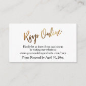 Modern Gold & Bokeh RSVP Online Casual handschrift Informatiekaartje (Voorkant)