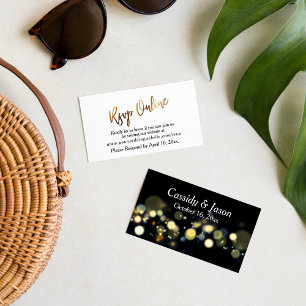 Modern Gold & Bokeh RSVP Online Casual handschrift Informatiekaartje