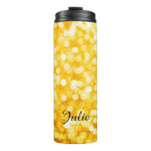 Modern Gold Bokeh Thermal Tumbler