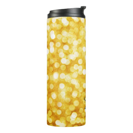 Modern Gold Bokeh Thermal Tumbler Thermosbeker (Gedraaid links)