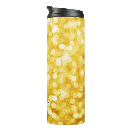 Modern Gold Bokeh Thermal Tumbler Thermosbeker (Geroteerd rechts)