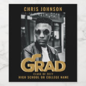 Modern Gold Bold Typography Graduation Party Wijn Etiket (Enkel label)