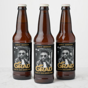 Modern Gold Bold Typography Photo Graduparty Bier Etiket
