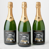 Modern Gold Bold Typography Photo Graduparty Sparkling Wijnetiket (Flessen)