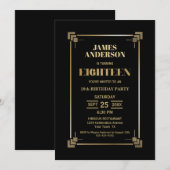 Modern Gold Border 18e verjaardagsfeest Kaart (Voorkant / Achterkant)