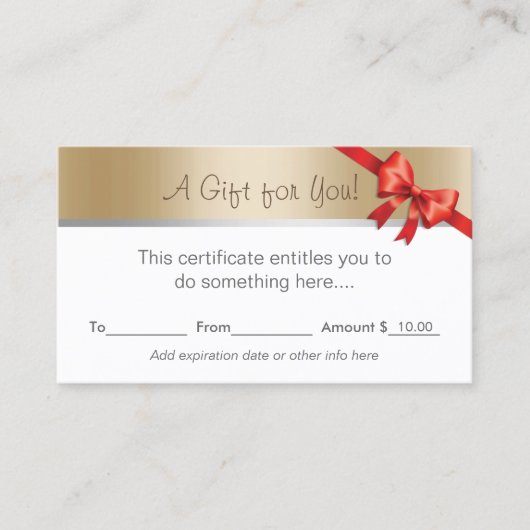 Modern Gold Border Beauty Salon Gift Certificate Kortingskaartje (Voorkant)