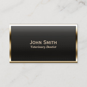 Modern Gold Border Veterinary Dentist Visitekaartje