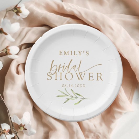 Modern Gold & Botanical Bridal Shower Papieren Bordje