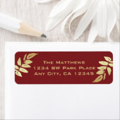 Modern Gold Botanical Leaves Return-adres Etiket (Insitu)